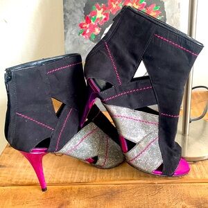 Charles and Keith women pink and black boots. Excellent condition.